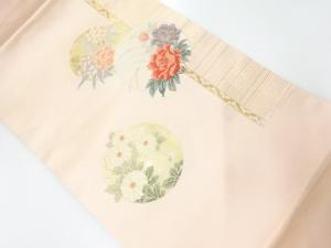 草花模様織り出し名古屋帯